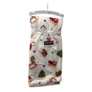 NWT mDESIGN Plush Christmas Toy Print Baby Blanket Rocking Horse Train 30” x 40”